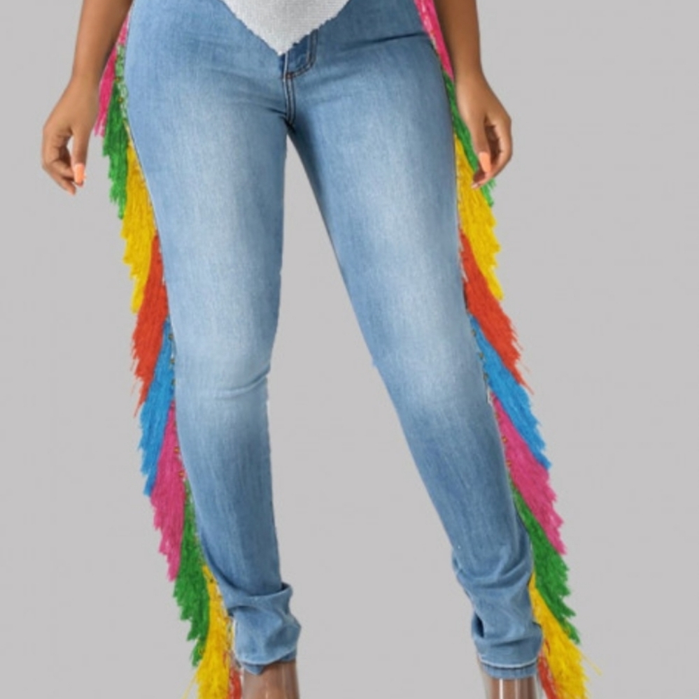 Tassel Deep Blue Jeans